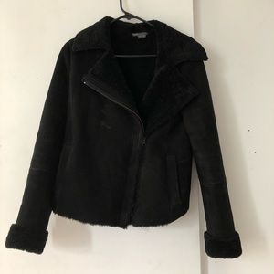 VINCE cropped shearling moto jacket